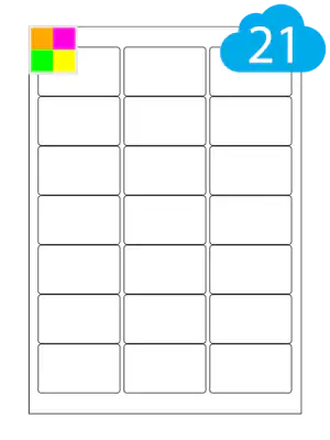 Fluorescent Labels - 21 Per A4 Sheet - 63.5 x 38.1mm - CL2163FC