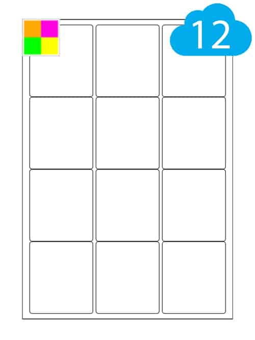 Fluorescent Labels - 12 Per A4 Sheet - 63.5 x 72mm - CL1263FC