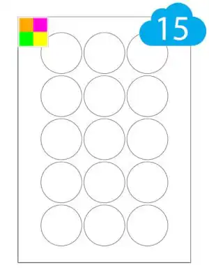 Fluorescent Round Labels - 15 Per A4 Sheet - 51mm Circles - CL1551RFC