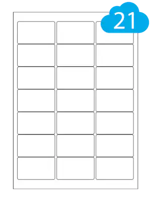Waterproof Matt White Polyester Labels - 21 Per Sheet - 63.5 x 38.1mm - CL2163MWP