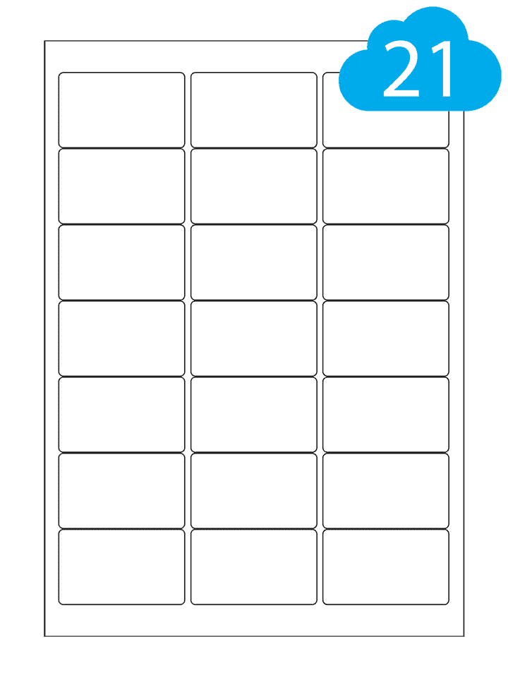 Removable Matt White Polyester Waterproof Labels - 21 Per Sheet - 63.5 x 38.1mm - CL2163MWPREM