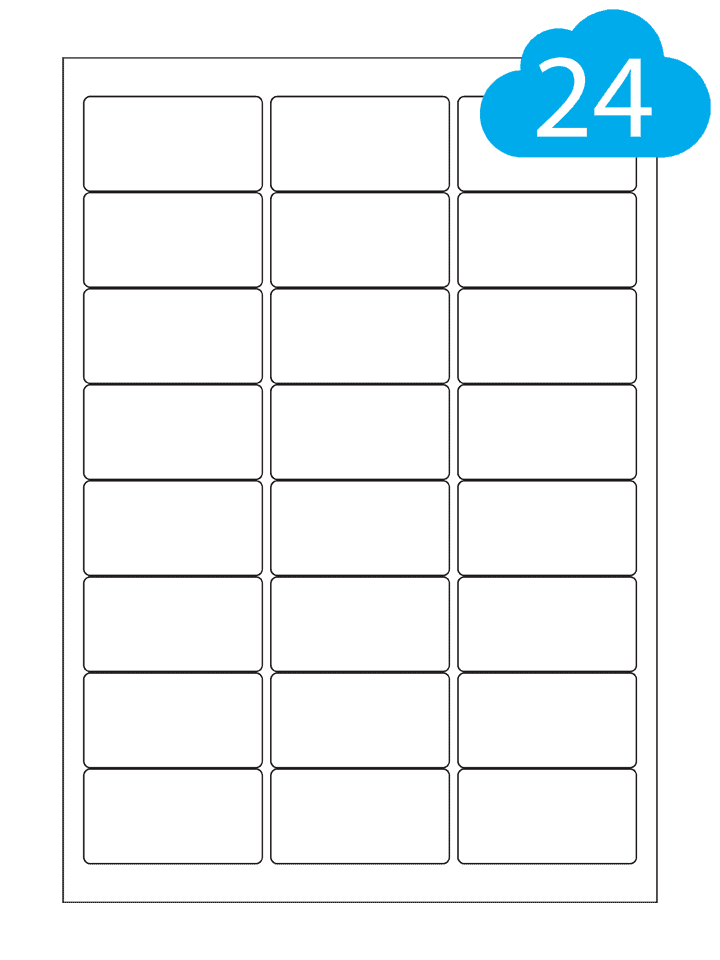 Removable Matt White Polyester Waterproof Labels - 24 Per Sheet - 63.5mm x 33.9mm - CL2463MWPREM