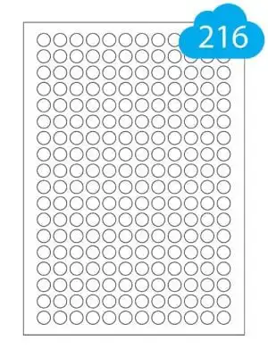 Round Matt White Polyester Waterproof Labels - 216 Per A4 Sheet - 13mm Circles - CL21613MWPR