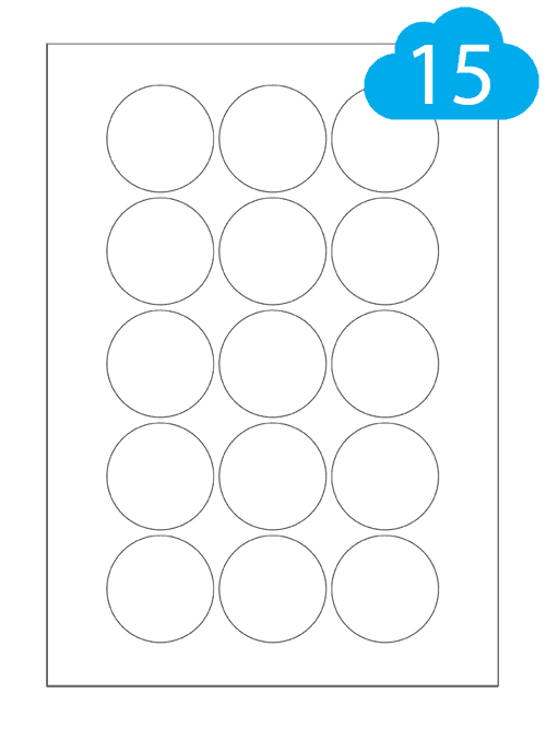 Matt White Polyethylene Waterproof Labels - 15 Per Sheet - 51mm Circles - CL1551MWPER