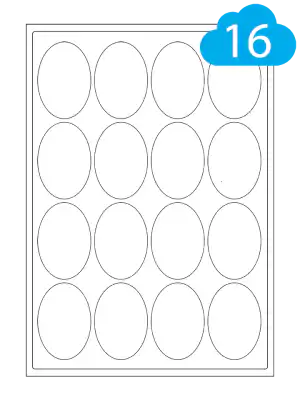 Oval Matt White Paper Labels - 16 Per A4 Sheet - 48 x 70mm Ovals - CL1648OV
