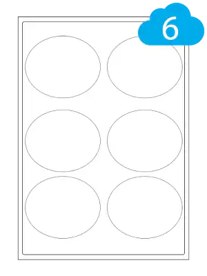 Oval White Paper Labels - 6 Per A4 Sheet - 92 x 76mm Ovals - CL692OV