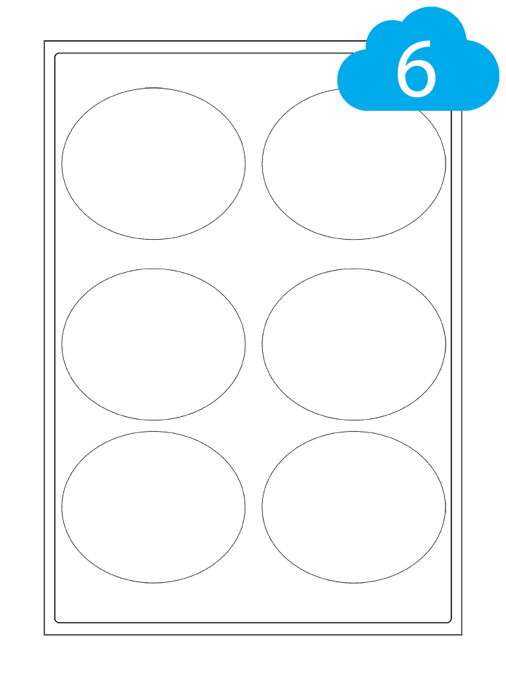 Oval White Paper Labels - 6 Per A4 Sheet - 92 x 76mm Ovals - CL692OV